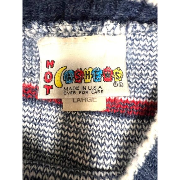 Vintage HOT CASHEWS Sweater L ARGE Roses Hearts Pattern Nordic 80s 90s - Picture 4 of 4